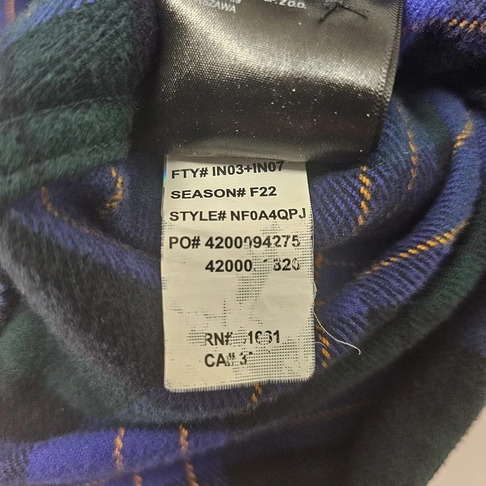The North Face Arroyo Men's Large Bluish Purple Green Gold Plaid Flannel Shacket